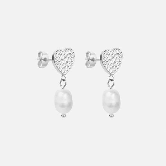 Hammered Heart Parel Studs Oorbellen Zilverkleurig