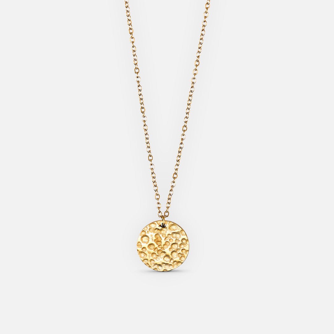 Hammered ronde ketting 18K goldplated - Josephine Nord
