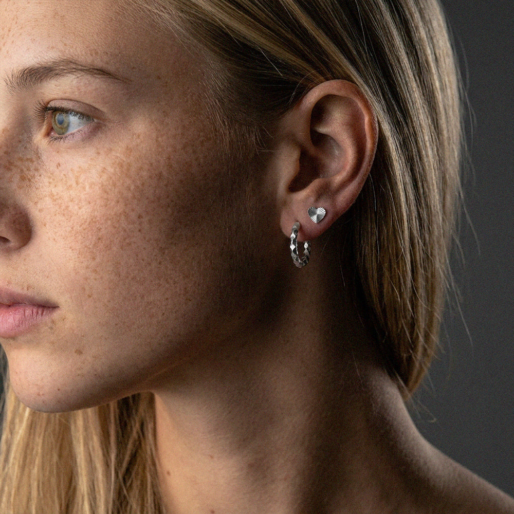 Sunset Heart Studs Oorbellen Zilverkleurig