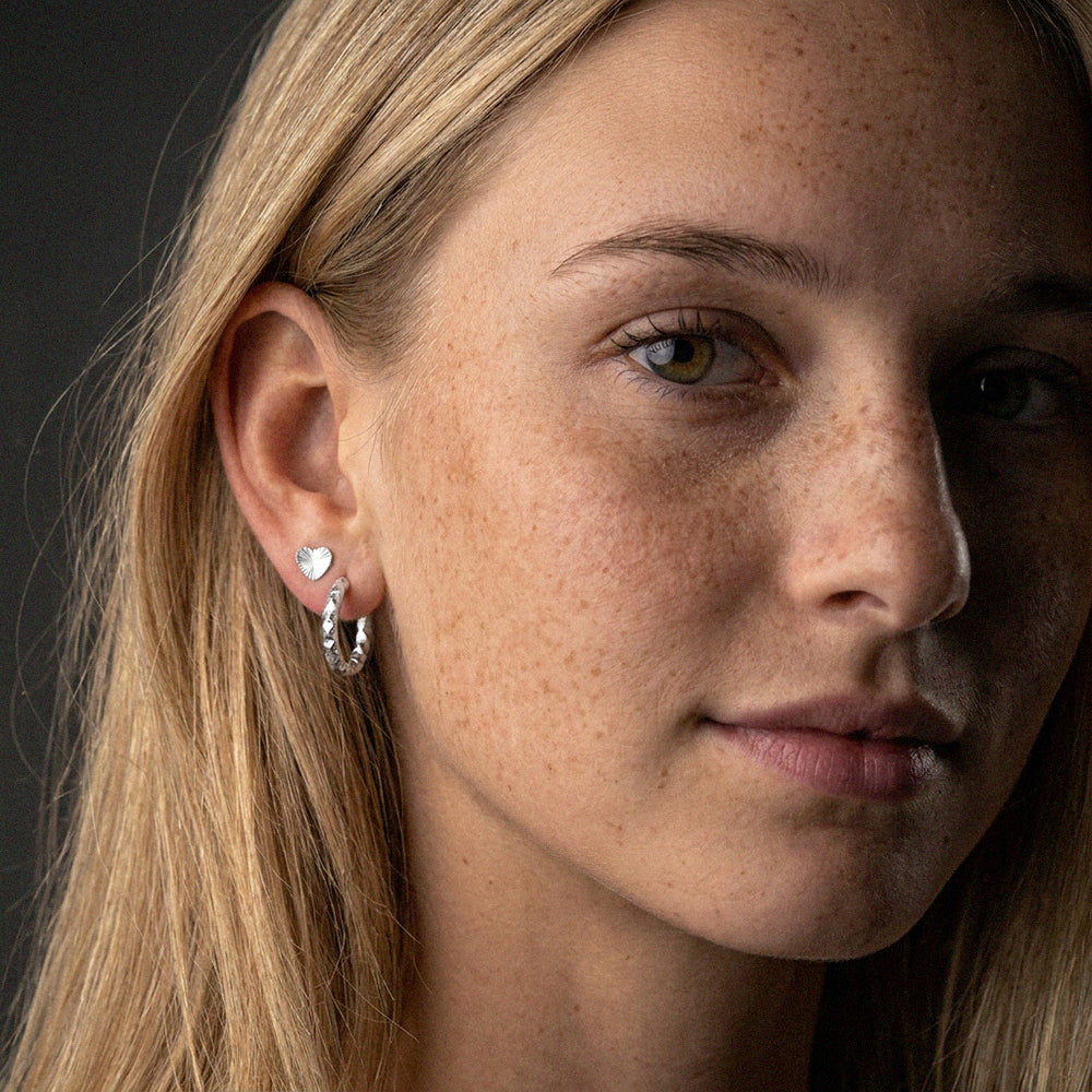 Sunset Heart Studs Oorbellen Zilverkleurig