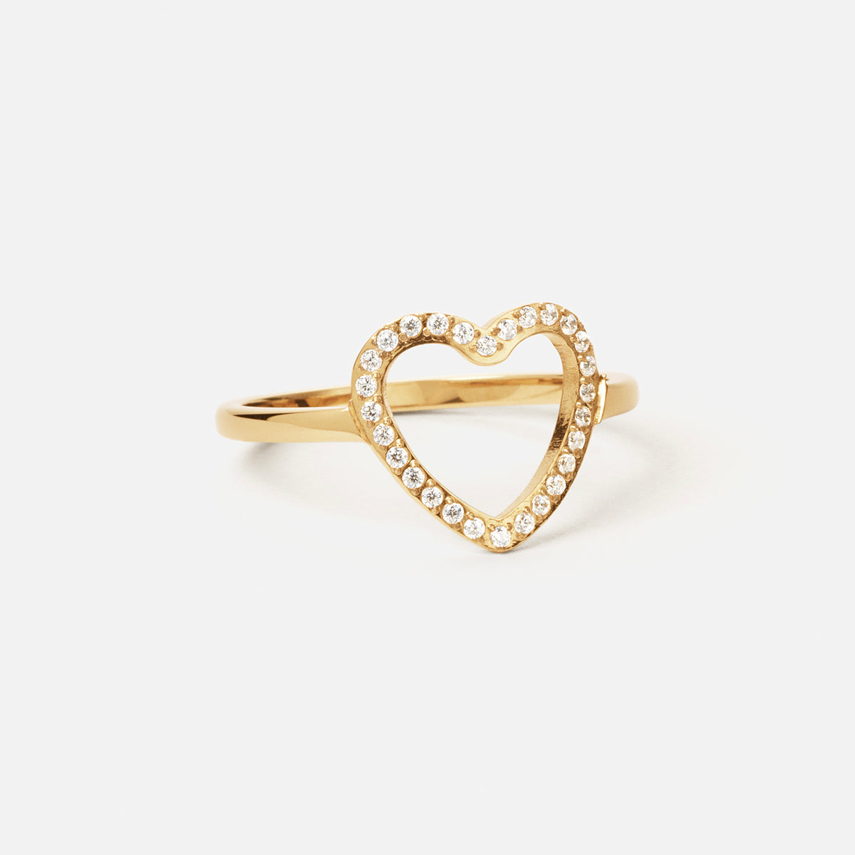Heart Zirkonia Ring 18K Goldplated 12 mm