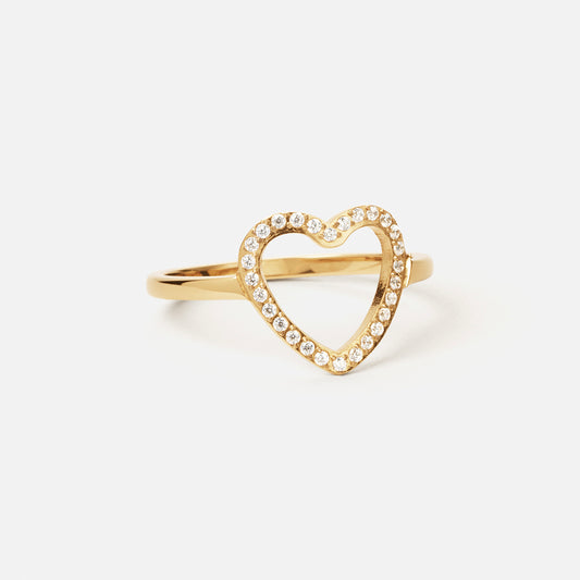 Heart Zirkonia Ring 18K Goldplated 12 mm