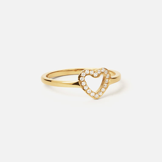 Heart Zirkonia Ring 18K Goldplated 8 mm