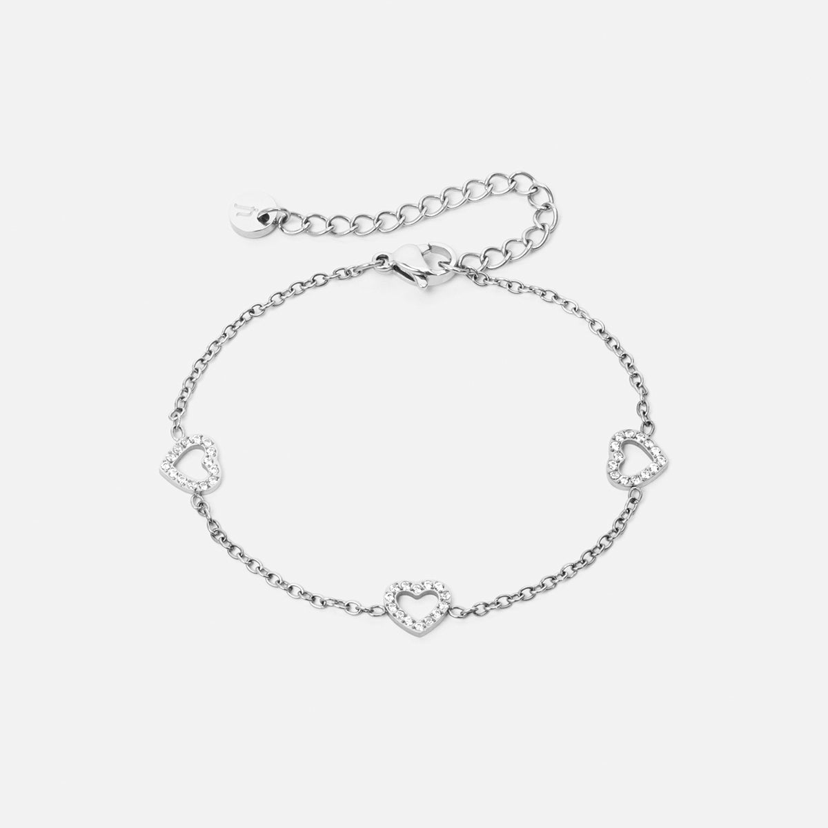 Heart Zirkonia Trio Armband Zilverkleurig 8 mm