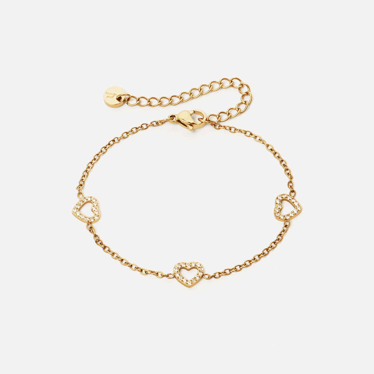 Heart Zirkonia Trio Armband 18K Goldplated 8 mm