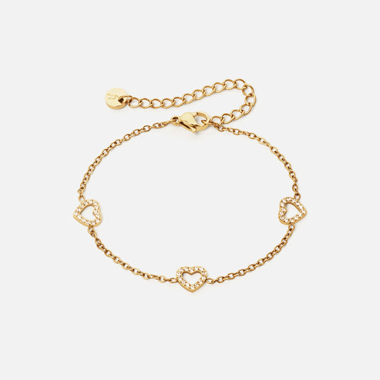 Heart Zirkonia Trio Armband 18K Goldplated 8 mm