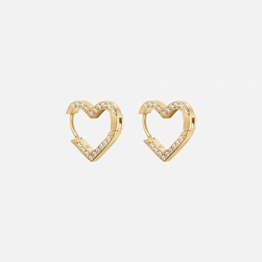 Heart Zirkonia Hoops Oorbellen 18K Goldplated 15 mm