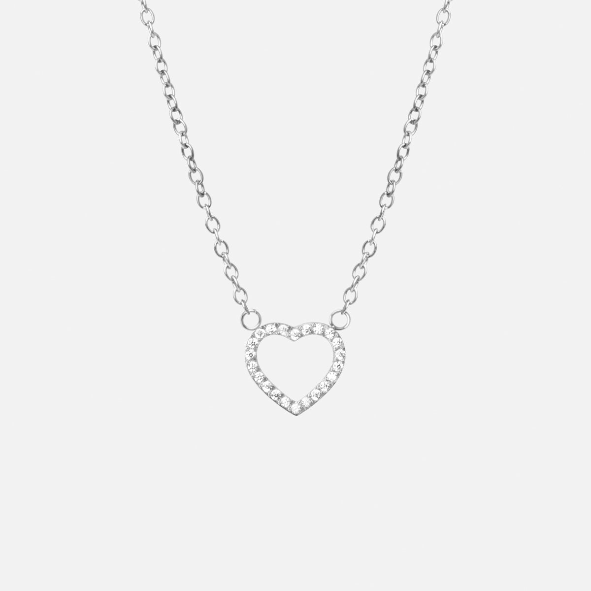 Heart Zirkonia Ketting Zilverkleurig 12 mm