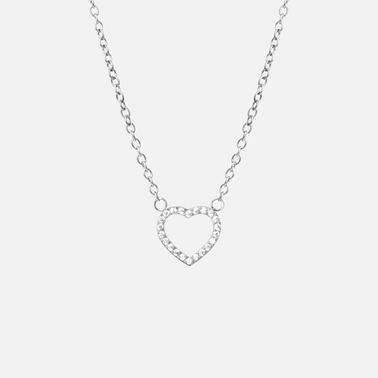 Heart Zirkonia Ketting Zilverkleurig 12 mm