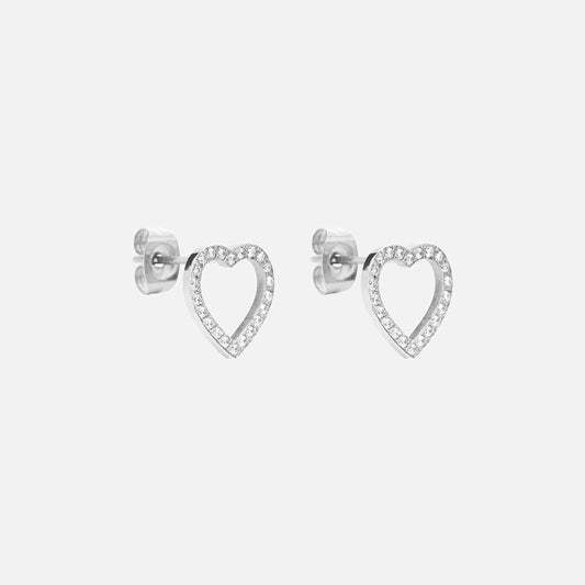 Heart Zirkonia Oorbellen Zilverkleurig 12 mm