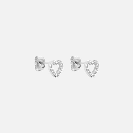 Heart Zirkonia Oorbellen Zilverkleurig 8 mm