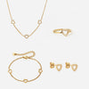 Heart Zirkonia Trio Ketting + Armband + Oorbellen + Ring 18K Goldplated 8 mm