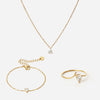 Ice Drop Zirkonia Ring + Armband + Ketting 18K Goldplated