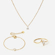 Ice Drop Zirkonia Ring + Armband + Ketting 18K Goldplated