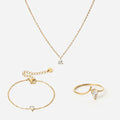 Ice Drop Zirkonia Ring + Armband + Ketting 18K Goldplated