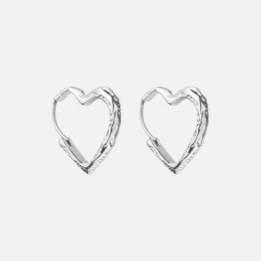 Lava Heart Hoops Oorbellen Zilverkleurig
