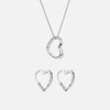 Lava Heart Ketting + Lava Heart Hoops Oorbellen Zilverkleurig