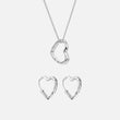 Lava Heart Ketting + Lava Heart Hoops Oorbellen Zilverkleurig