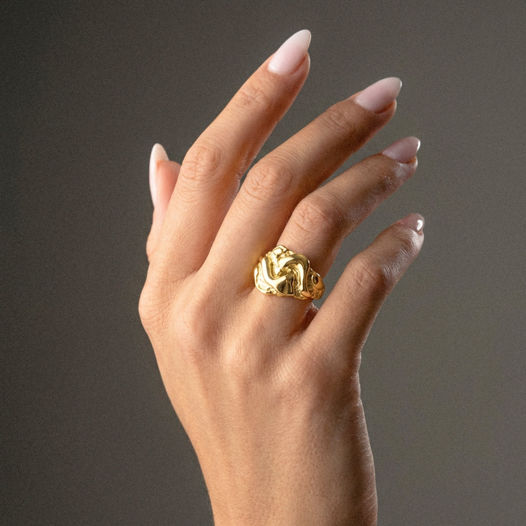 Lava Texture Ring 18K Goldplated