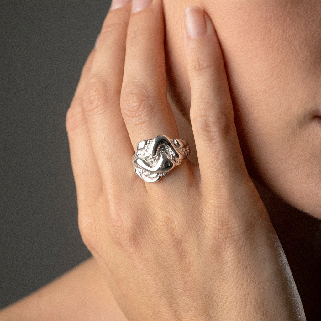 Lava Texture Ring Zilverkleurig