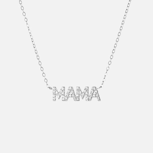 Mama Zirkonia Ketting Zilverkleurig