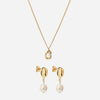 Melted Parelketting + Melted Drop Oorbellen met Parel 18K Goldplated