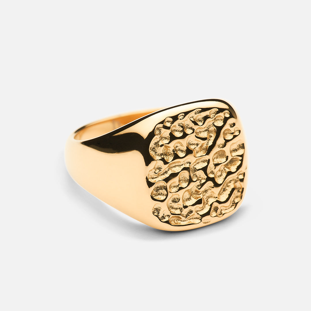 Meteor Square ring 18K goldplated - Josephine Nord