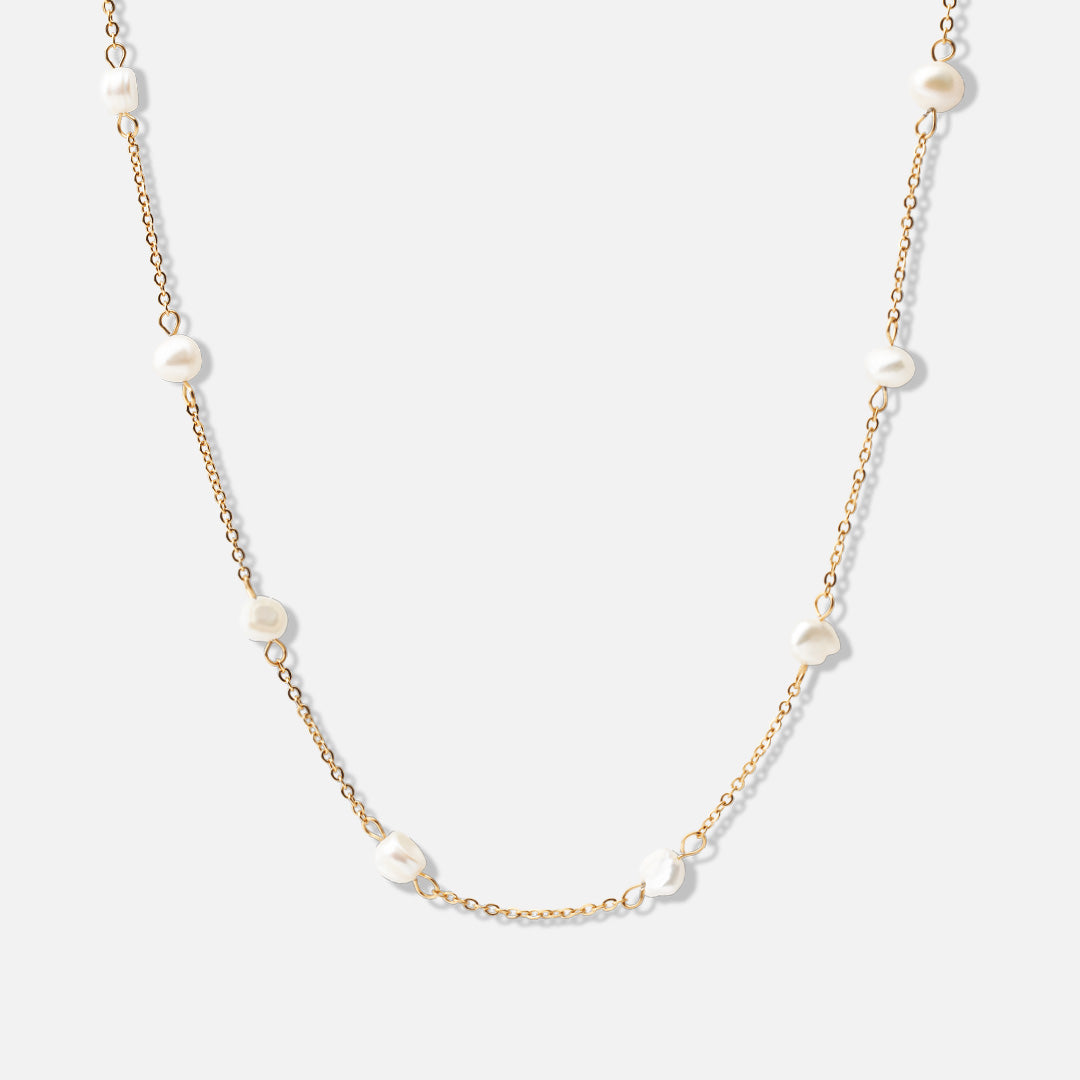 Dot parelketting met zoetwaterparels 18K goldplated - Josephine Nord