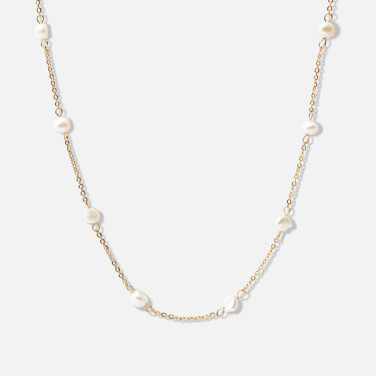 Dot parelketting met zoetwaterparels 18K goldplated - Josephine Nord