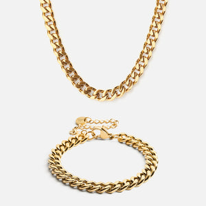 Gourmet Facet Ketting + Armband 18K Goldplated 6 mm