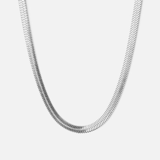 Platte snake ketting zilverkleurig 4 mm - Josephine Nord