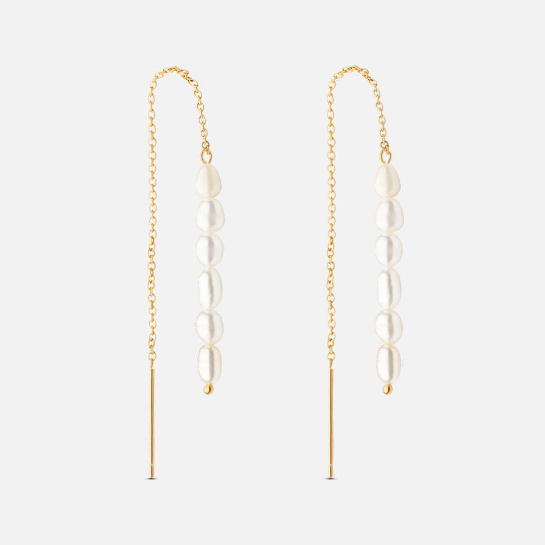 Moonlit Drops oorbellen met parel 18K goldplated - Josephine Nord