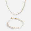 Parelketting + Parelarmband 18K Goldplated