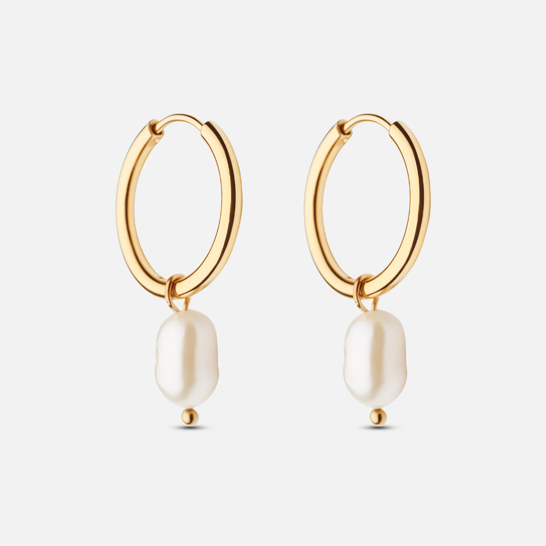 Parel hoops met zoetwaterparels 18K goldplated - Josephine Nord