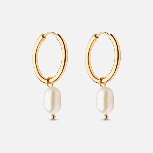 Parel hoops met zoetwaterparels 18K goldplated - Josephine Nord