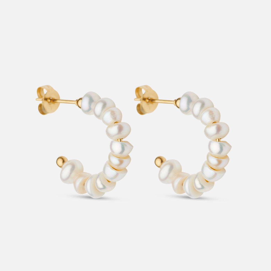 Moonlit Hoops oorbellen met parel 18K goldplated - Josephine Nord