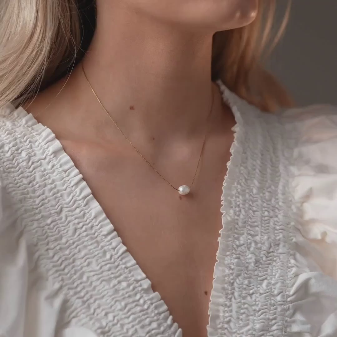 Single Parelketting Zoetwaterparel 18K Goldplated - video