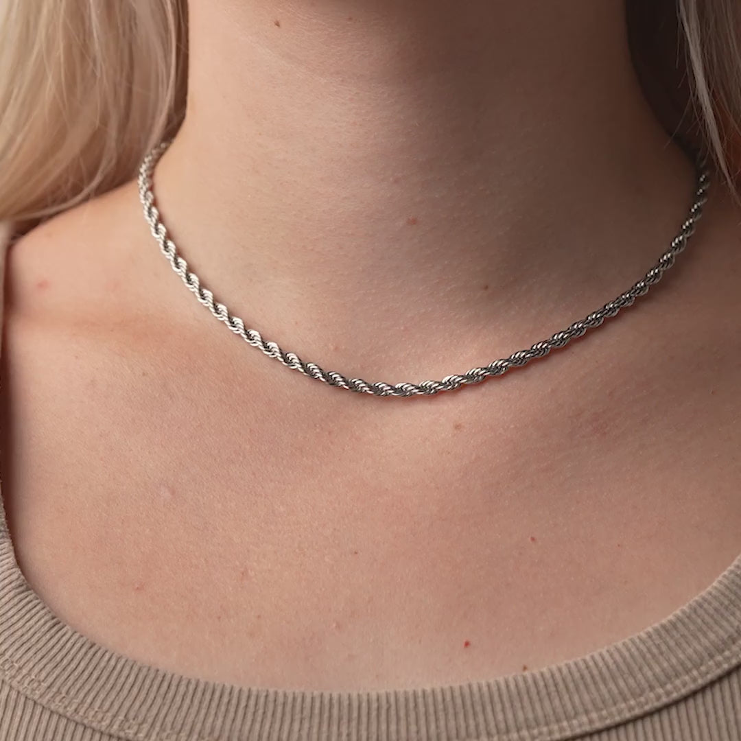 Twisted Rope Ketting Zilverkleurig 4 mm - video