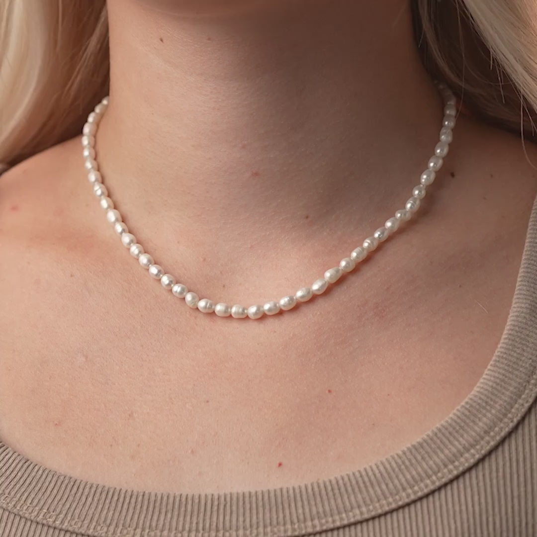 Parelketting Zoetwaterparels 18K Goldplated - video