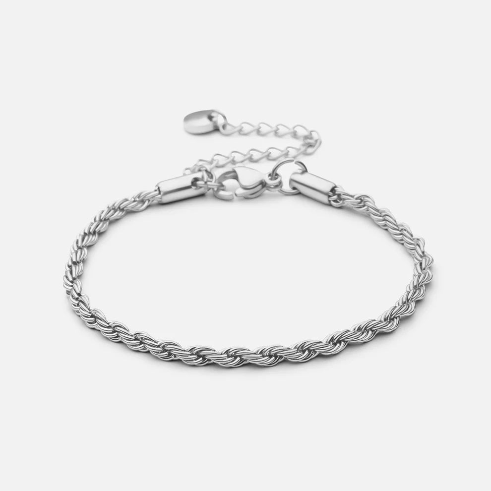Twisted Rope armband zilverkleurig 3 mm - Josephine Nord