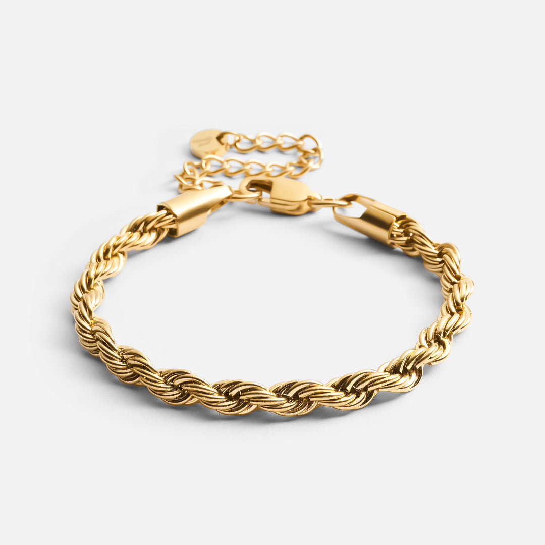 Twisted Rope armband 18K goldplated 5 mm - Josephine Nord