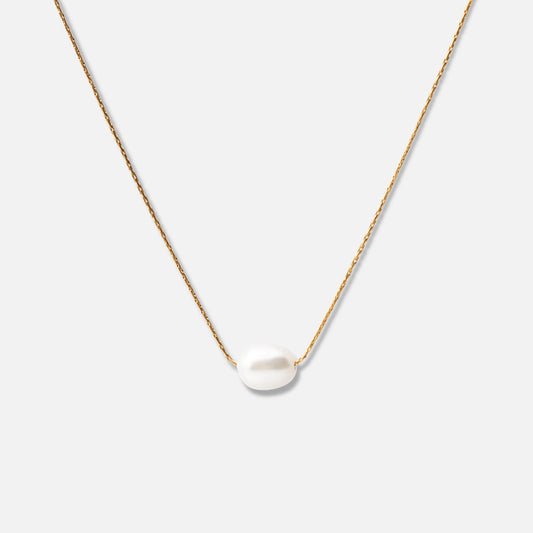 Single parelketting met zoetwaterparels 18K goldplated - Josephine Nord