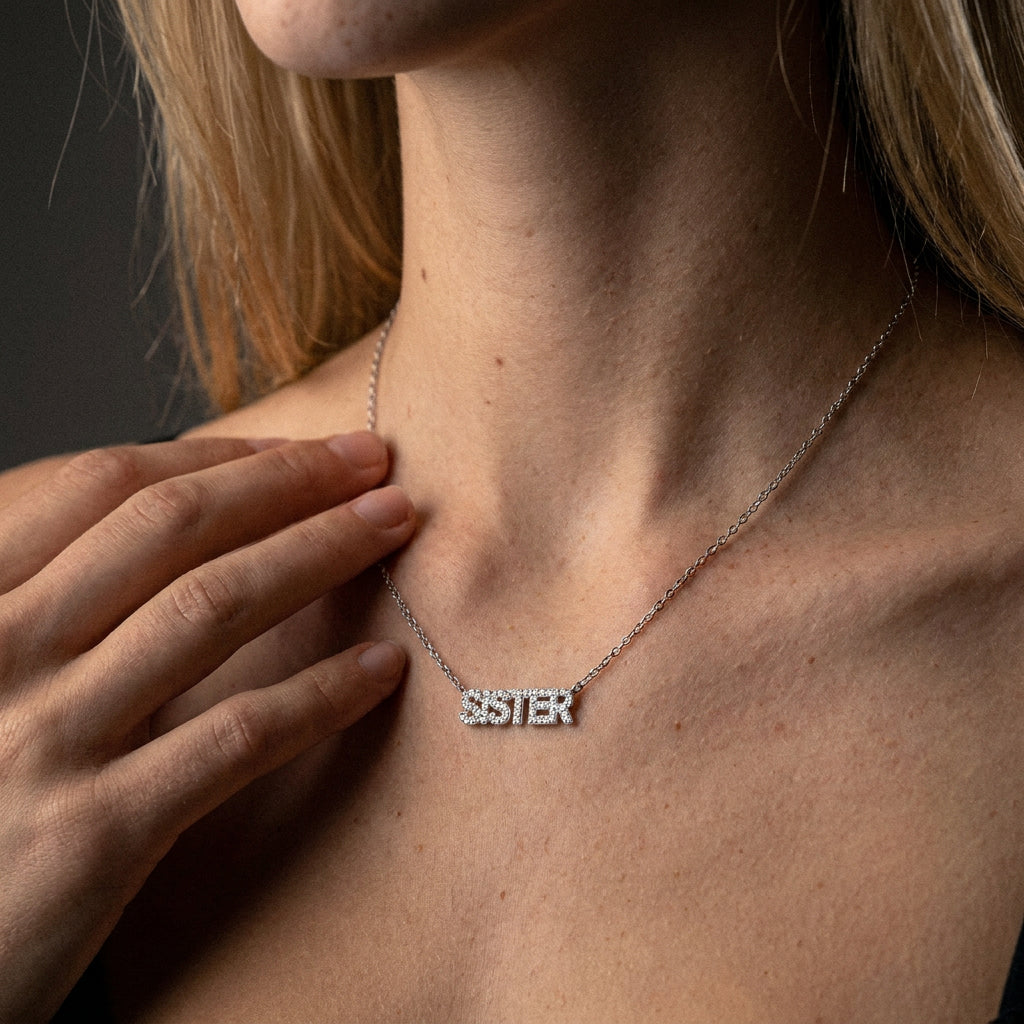 SISTER Zirkonia Ketting Zilverkleurig