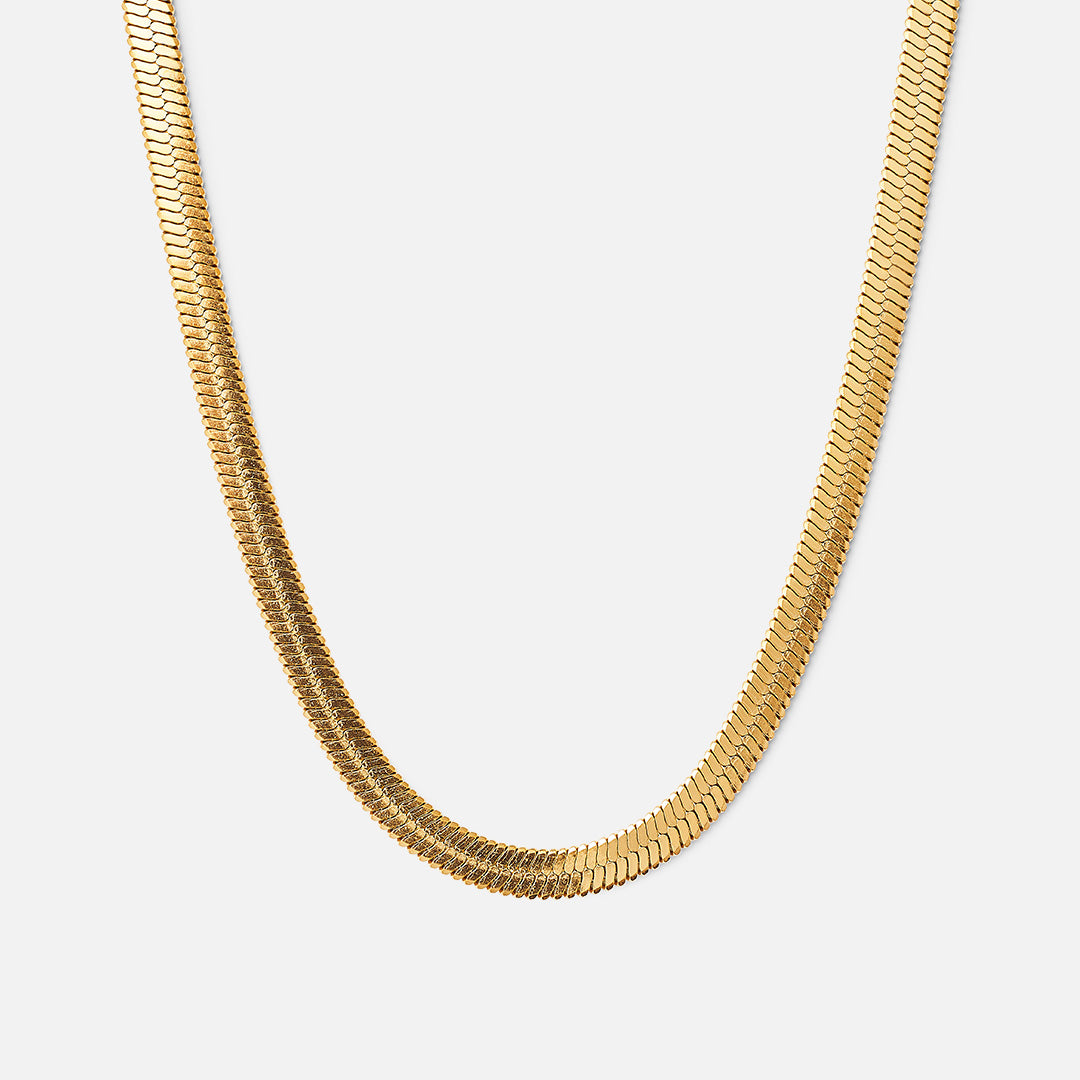 Platte snake ketting 18K goldplated 4 mm - Josephine Nord