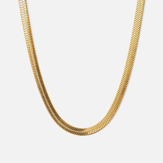 Platte snake ketting 18K goldplated 4 mm - Josephine Nord