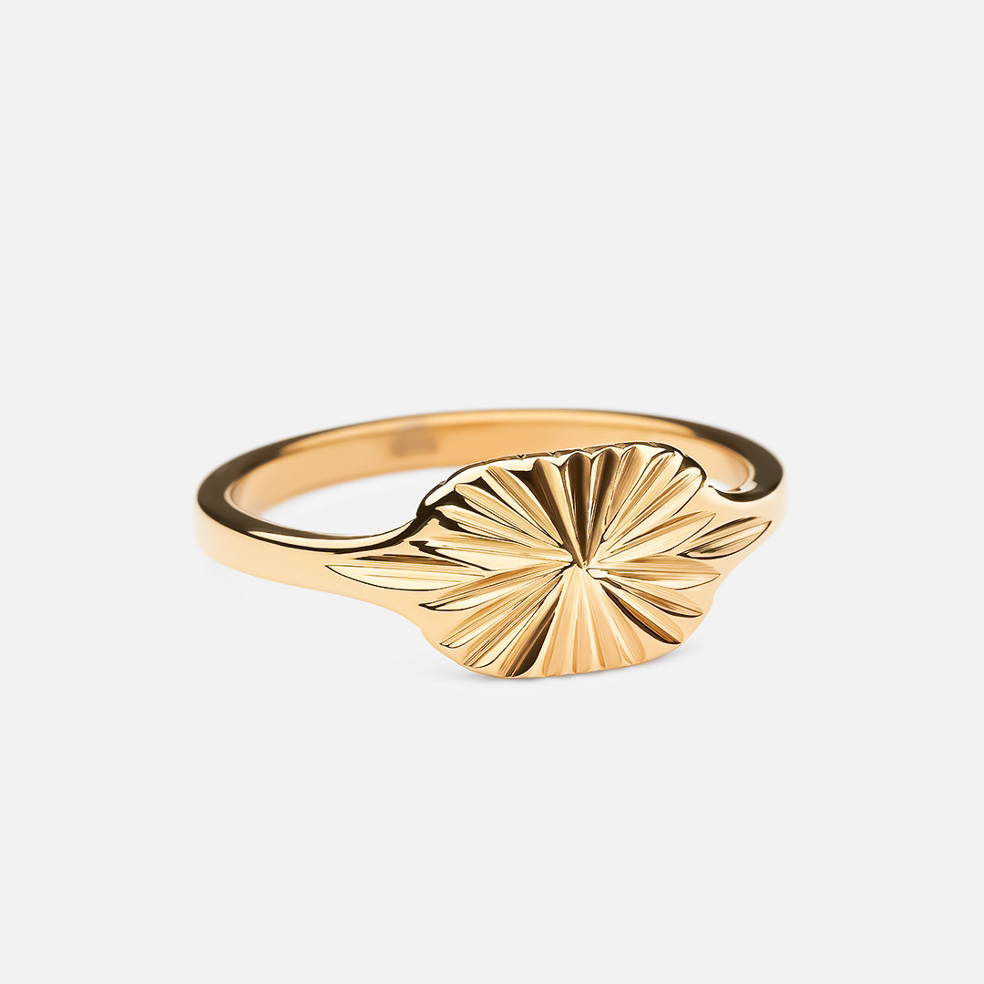 Sun Signet ovale ring 18K goldplated - Josephine Nord