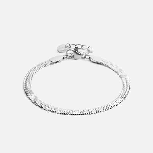 Platte snake armband zilverkleurig 4 mm - Josephine Nord
