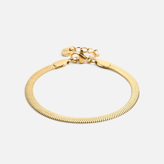Platte snake armband 18K goldplated 4 mm - Josephine Nord