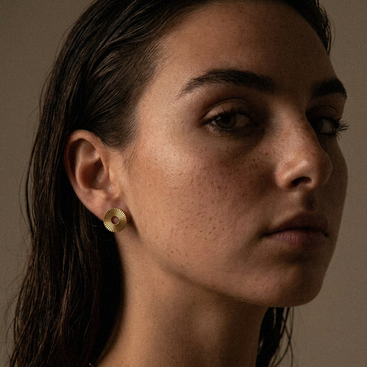 Sunset Circle Studs Oorbellen 18K Goldplated