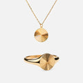 Ronde Sun Ketting + Sun Signet Ring 18K Goldplated
